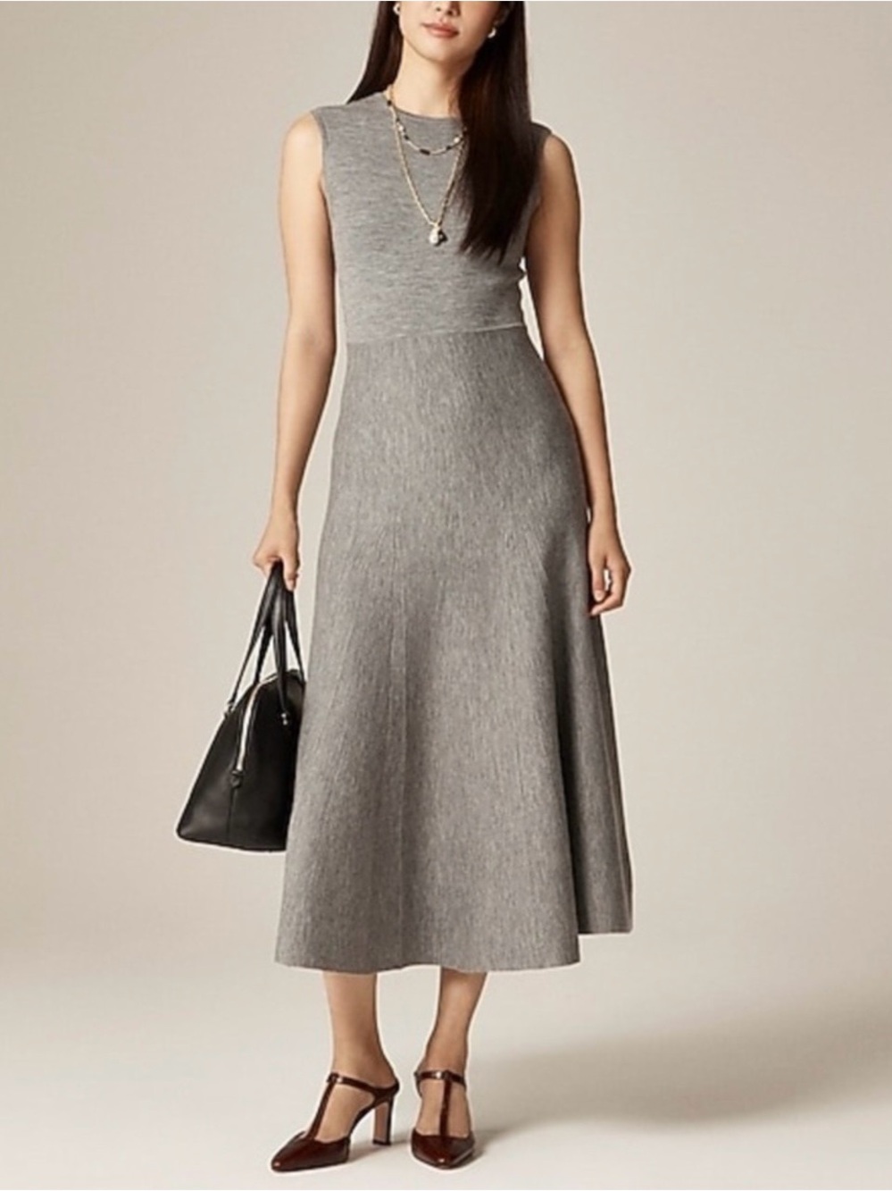 J.Crew Merino wool midi dress S Small Sleeveless Heather Graphite Gray